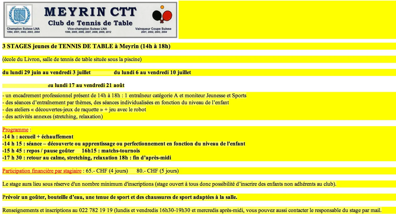 Training table tennis camps for children and adults during summer